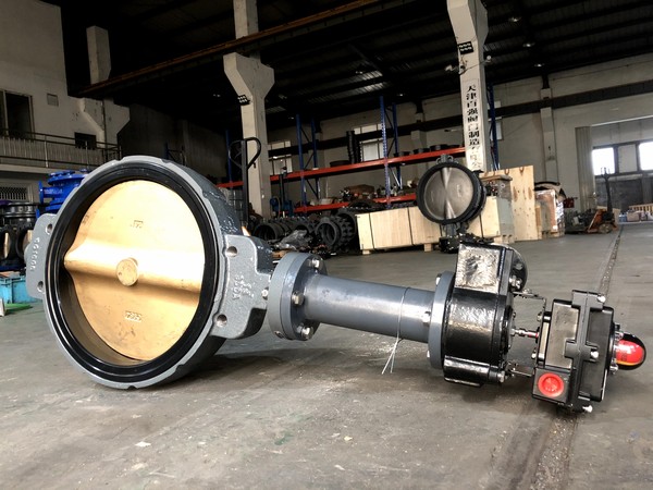 帶限位開關(guān)加長(zhǎng)桿半凸耳銅板蝶閥DN350