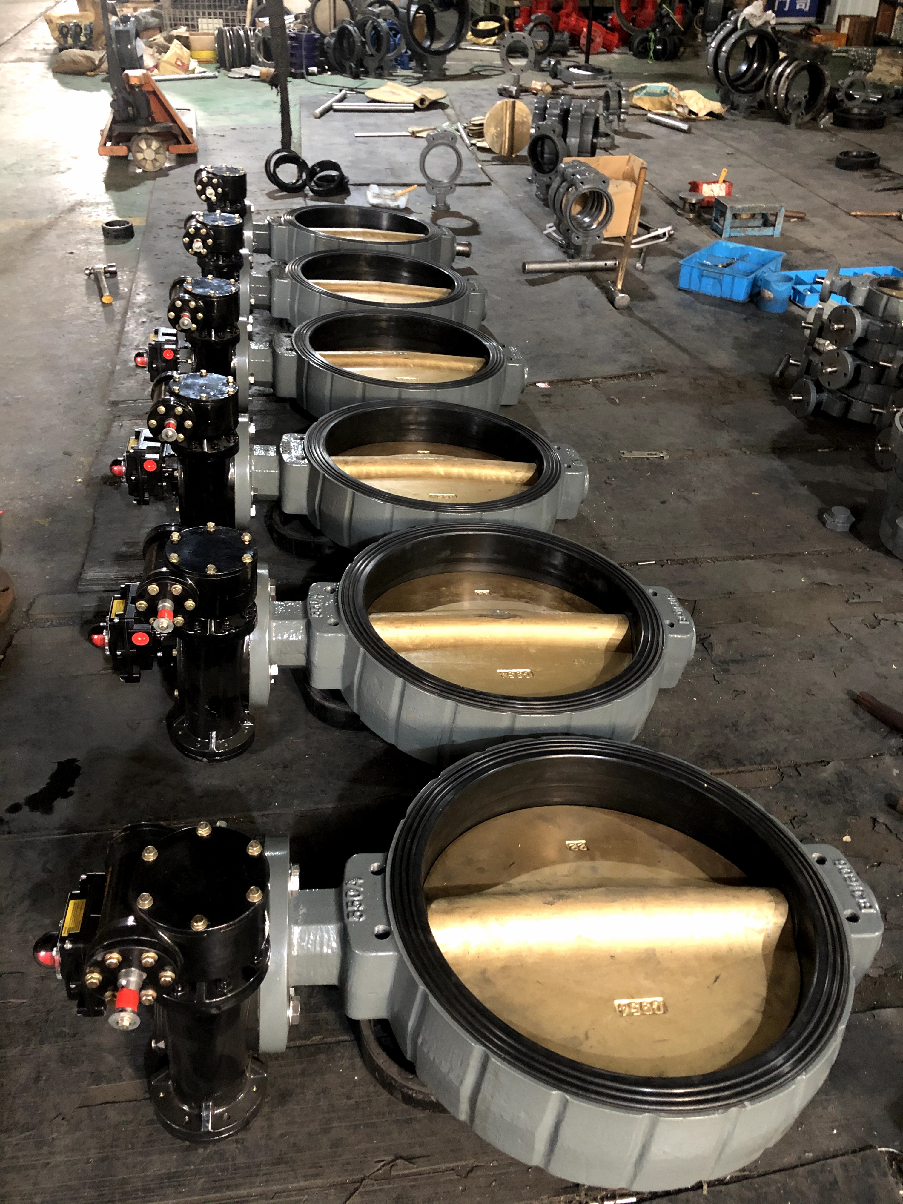 带限位开关涡轮半凸耳铜板蝶阀dn550 - 天津百强阀门制造有限公司